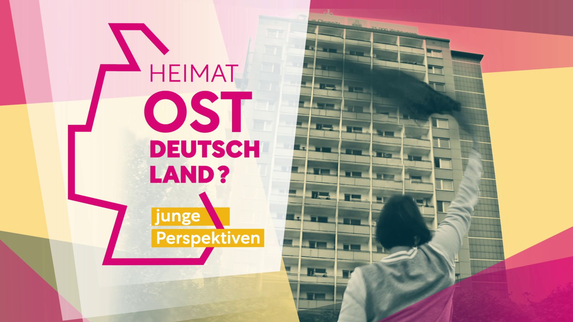 Titelmotiv „Heimat Ostdeutschland? Junge Perspektiven" mit Plattenbau-Motiv