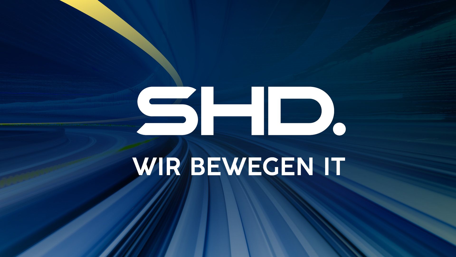 SHD-Keyvisual mit Wortmarke und Claim „Wir bewegen IT"