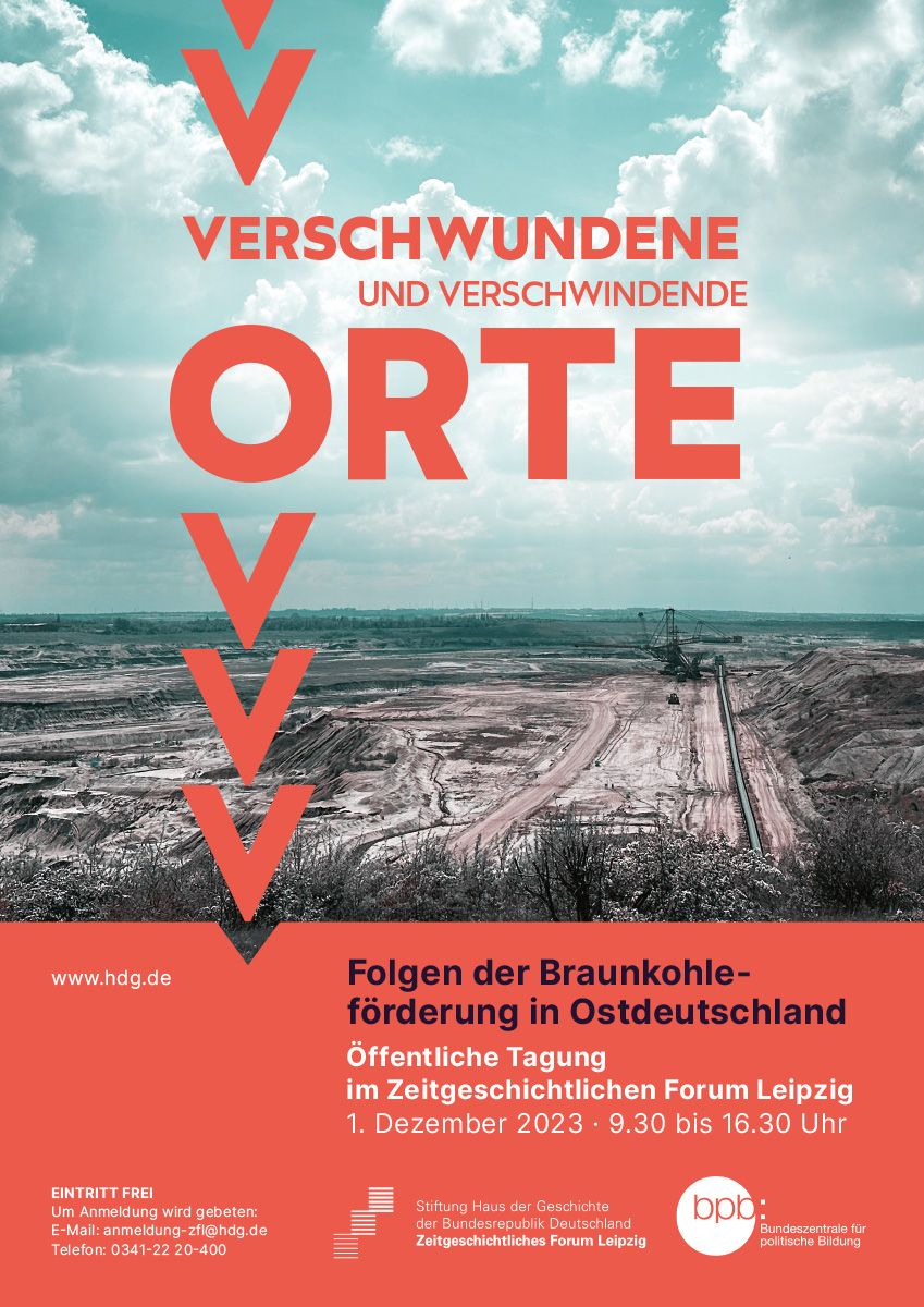 Veranstaltungsplakat „Verschwundene und verschwindende Orte – Folgen der Braunkohleförderung in Ostdeutschland"